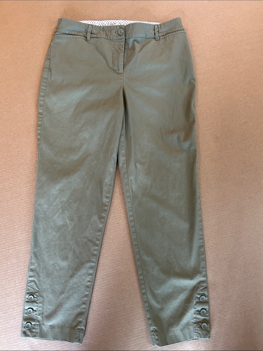 Talbots Olive Green Button-Hem Chinos